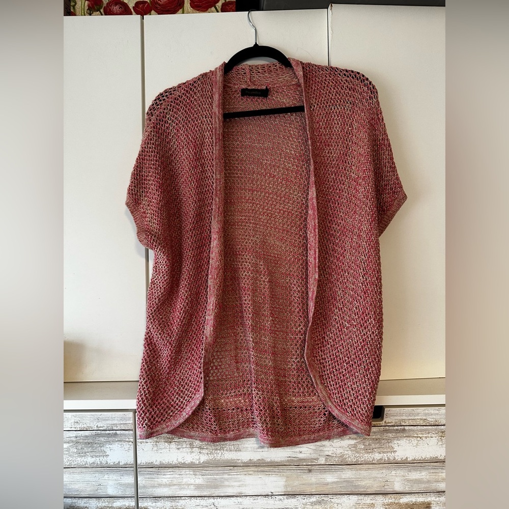 ❤️ The Limited Open Knit Cardigan Short Sleeve Red White S